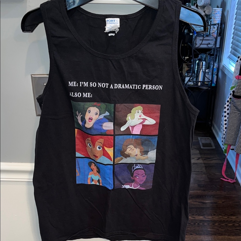 Vintage Disney Black Tank Top with Colorful Disney Princess Panels